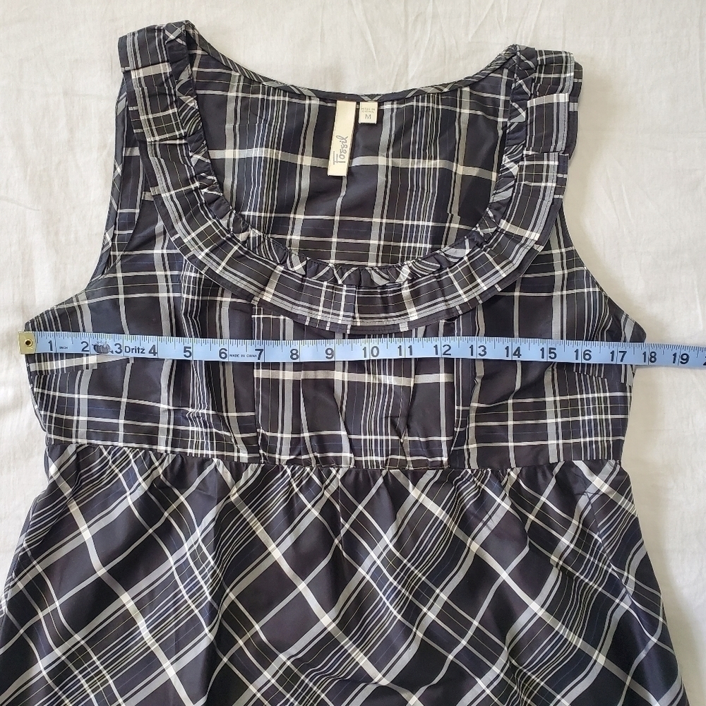 WOMEN'S Fossil Silk Top Shirt Sz M Scoop Neck Ruffle Detail Side Zip - Picture 7 of 12
